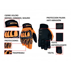 Guantes moto verano naranjas